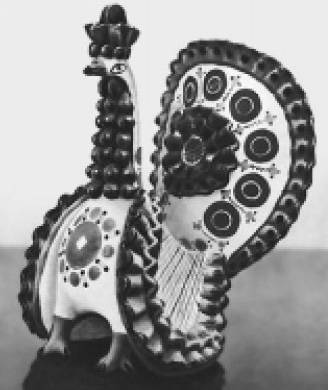 Дымковская игрушка. Е. И. Косс-Деньшина. Павлин. 1969